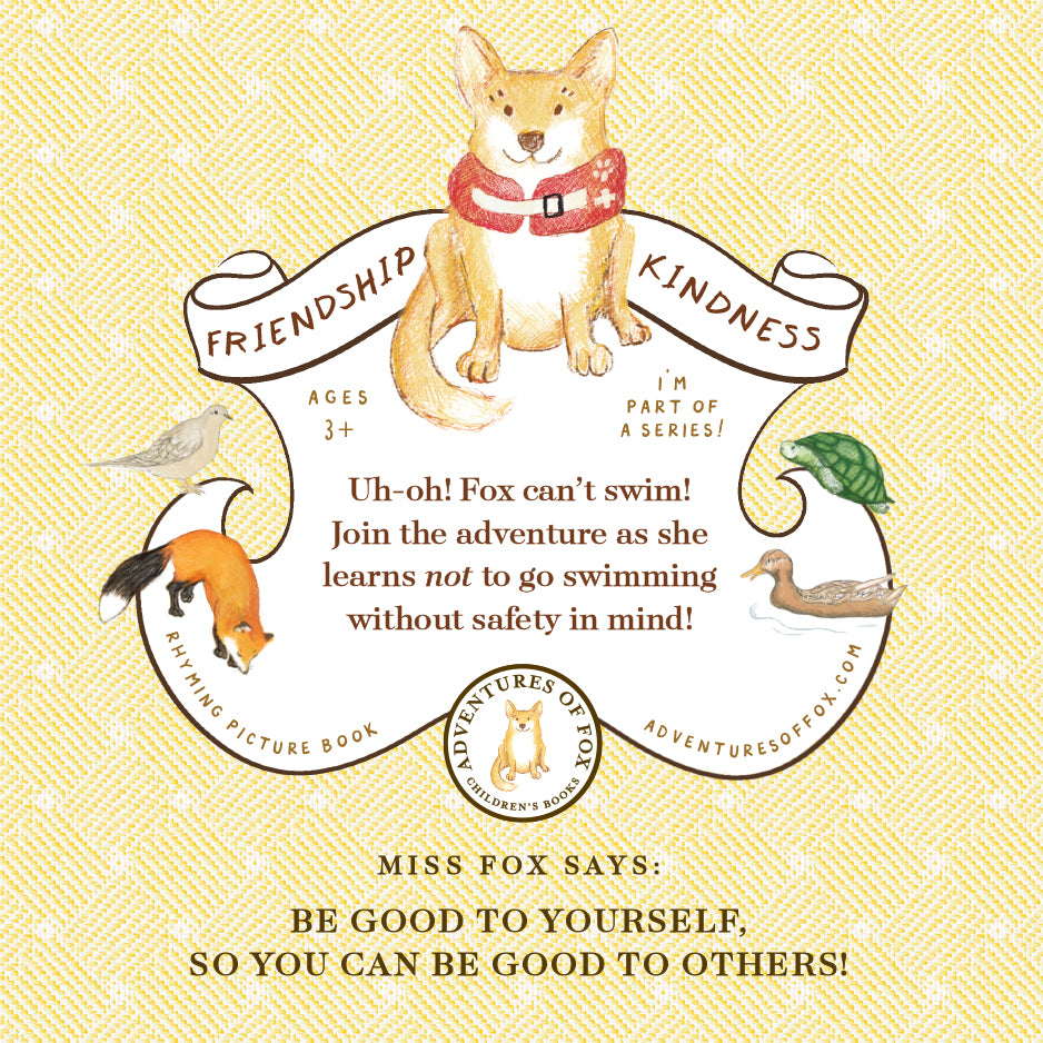 Book cover of 'Adventures of Fox' with a Fox the dog illustration and text on a yellow background